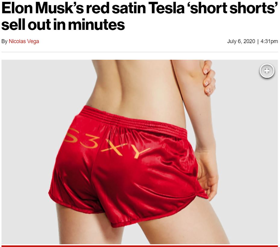 tesla shorts sell out